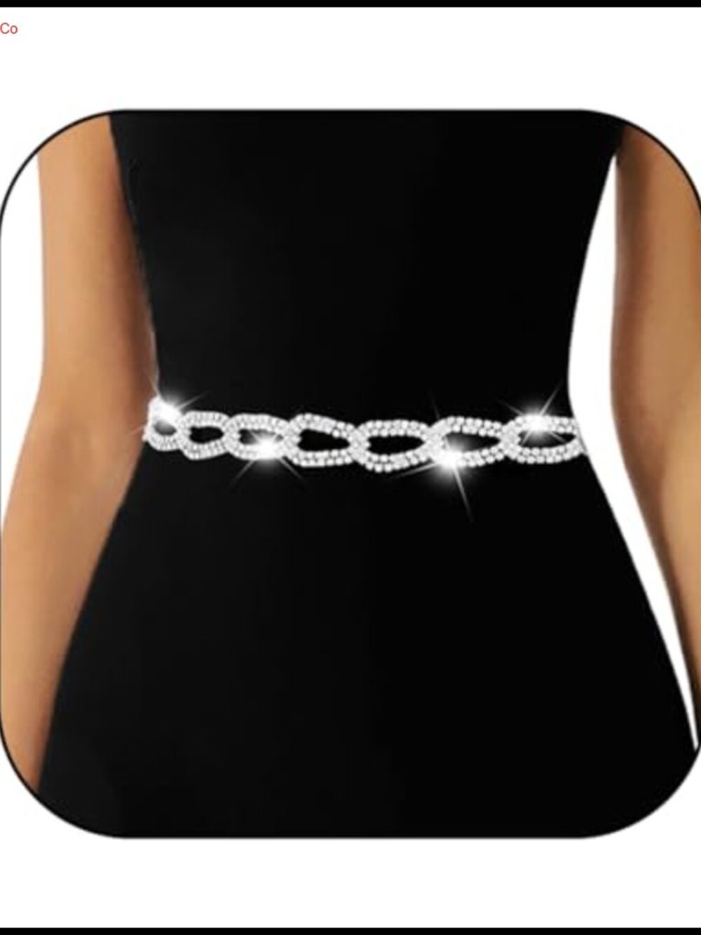 Rhinestone Chain Belt Sparkle Thin Adjustable for Dress Jeans